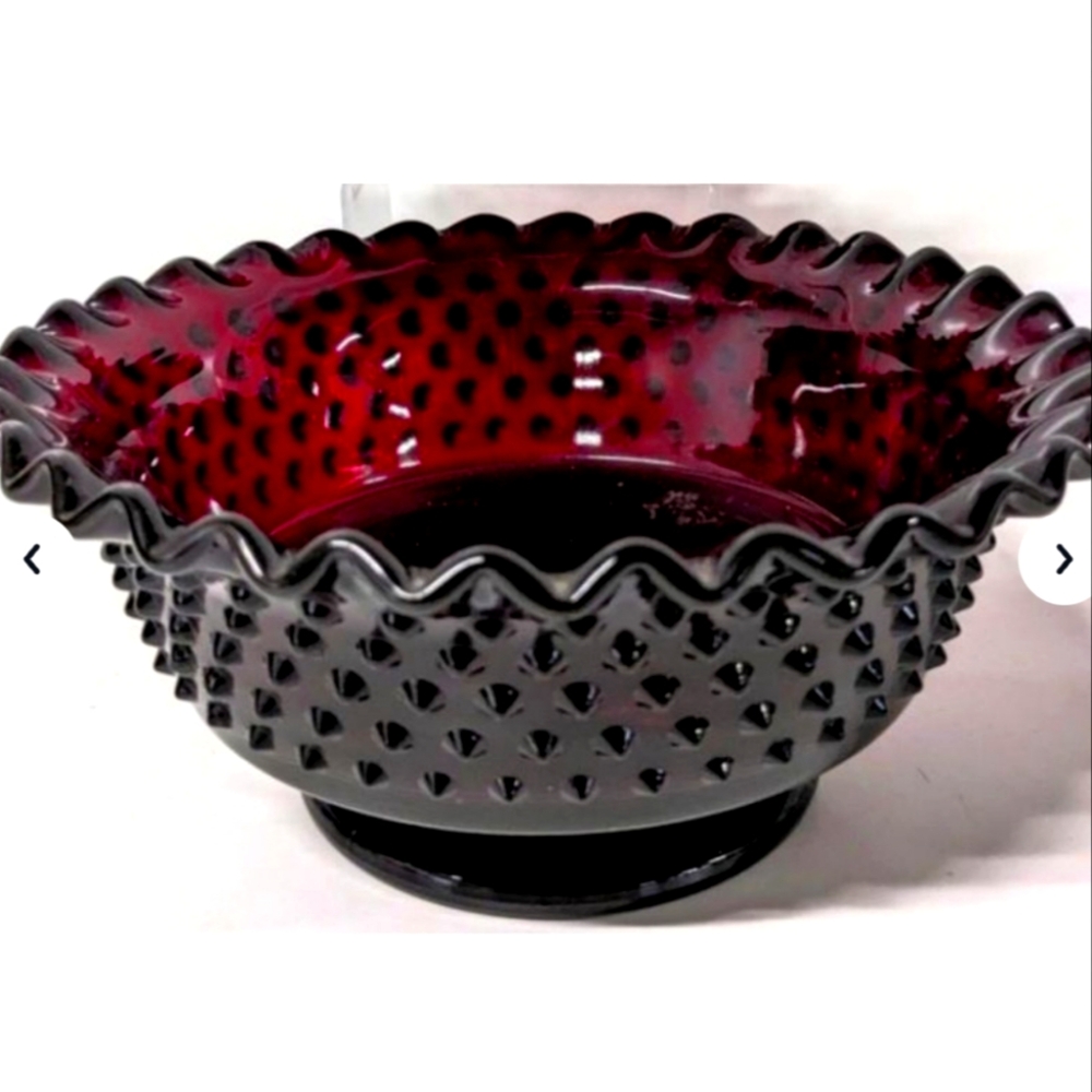 CADMIUM Amethyst GlassHobnail Ruffled Bowl